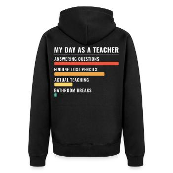 Mein Tag als Lehrer Balkendiagramm - Unisex Premium Bio Zip Hoodie - Schwarz - Hinten - Nico (187cm)