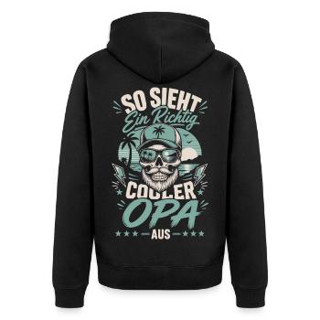 So sieht ein cooler Opa aus - Unisex Premium Bio Zip Hoodie - Schwarz - Hinten - Nico (187cm)
