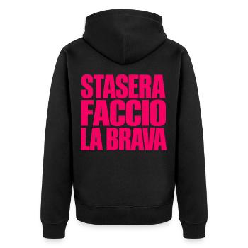 Stasera Faccio la Brava Scritta Rosa Dietro sulla - Unisex Premium Bio Zip Hoodie - Schwarz - Hinten - Nico (187cm)