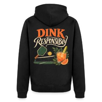 Dink Responsible Cocktail lustig - Unisex Premium Bio Zip Hoodie - Schwarz - Hinten - Nico (187cm)