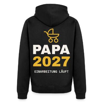 Papa 2027 - Unisex Premium Bio Zip Hoodie - Schwarz - Hinten - Nico (187cm)