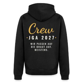 JGA 2027 Crew - Unisex Premium Bio Zip Hoodie - Schwarz - Hinten - Nico (187cm)