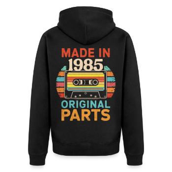 1985 Geburtstag Original 90er 80er Retro-Kassette - Unisex Premium Bio Zip Hoodie - Schwarz - Hinten - Nico (187cm)