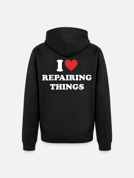 I Love Repairing Things - Unisex Premium Bio Zip Hoodie - Schwarz