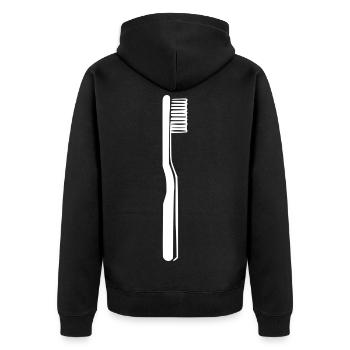 Zahnbürste weiß Zahnarzt Geschenk Zahnärztin  - Unisex Premium Bio Zip Hoodie - Schwarz - Hinten - Nico (187cm)