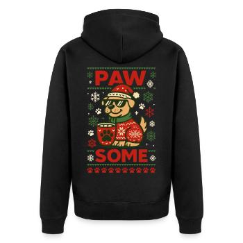 Paw Some Lustiger Weihnachts Hund - Unisex Premium Bio Zip Hoodie - Schwarz - Hinten - Nico (187cm)