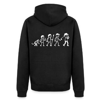  Golfspieler Golf Golfball Evolution Strichmänchen - Unisex Premium Bio Zip Hoodie - Schwarz - Hinten - Nico (187cm)