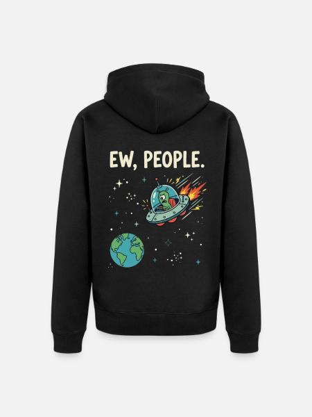 EW, People Alien UFO - Unisex Premium Bio Zip Hoodie - Schwarz
