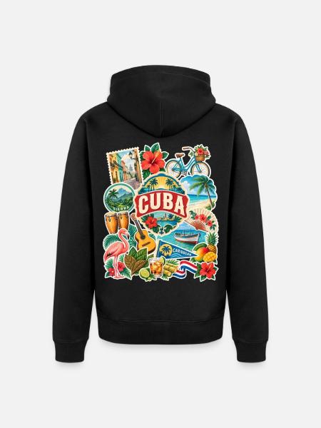 Kuba Reisesticker - Unisex Premium Bio Zip Hoodie - Schwarz