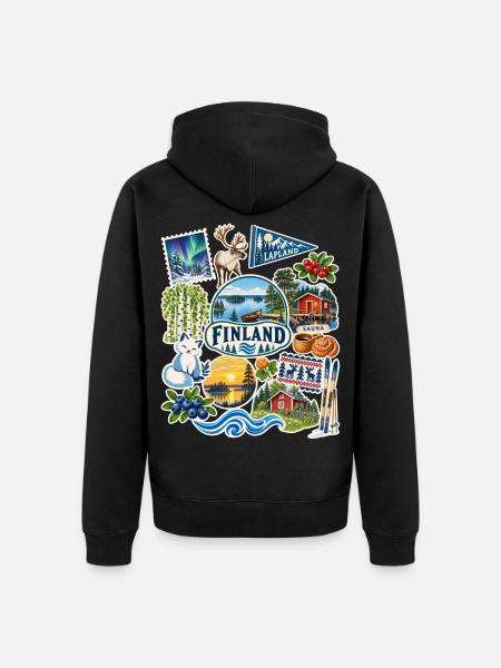 Finnland Reisesticker - Unisex Premium Bio Zip Hoodie - Schwarz