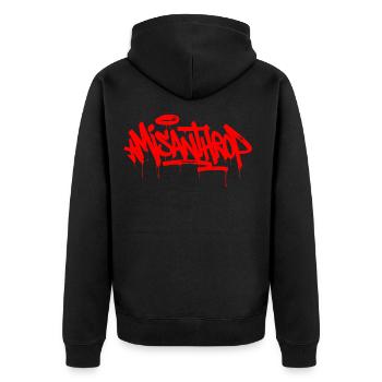 Misanthrop Rusty Style - Unisex Premium Bio Zip Hoodie - Schwarz - Hinten - Nico (187cm)