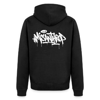 Misanthrop Rusty Style - Unisex Premium Bio Zip Hoodie - Schwarz - Hinten - Nico (187cm)