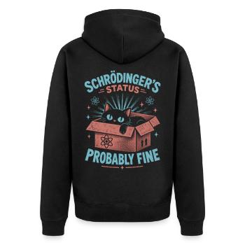 Schrödingers Status Katze im Karton - Unisex Premium Bio Zip Hoodie - Schwarz - Hinten - Nico (187cm)