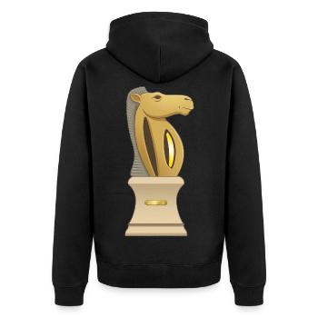 Goldener Pferdepokal - Unisex Premium Bio Zip Hoodie - Schwarz - Hinten - Nico (187cm)