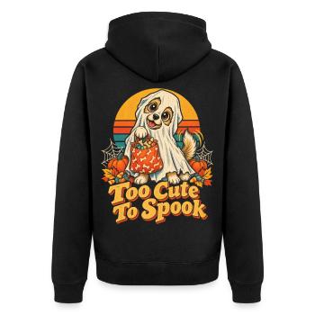 Halloween Hund Too Cute To Spook - Unisex Premium Bio Zip Hoodie - Schwarz - Hinten - Nico (187cm)
