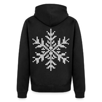 Schneeflocken Weihnachtspullover Muster Schneefall - Unisex Premium Bio Zip Hoodie - Schwarz - Hinten - Nico (187cm)
