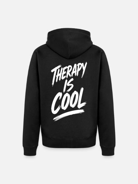 Therapy Is Cool Spruch Geschenk - Unisex Premium Bio Zip Hoodie - Schwarz