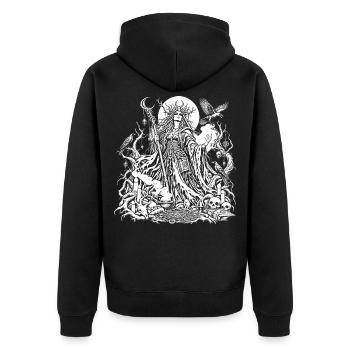 Hexe im Mondschein – Dunkle Magie - Unisex Premium Bio Zip Hoodie - Schwarz - Hinten - Nico (187cm)
