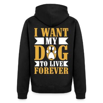 Mein Hund soll ewig leben - Unisex Premium Bio Zip Hoodie - Schwarz - Hinten - Nico (187cm)