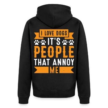 HundeLiebe - Unisex Premium Bio Zip Hoodie - Schwarz - Hinten - Nico (187cm)