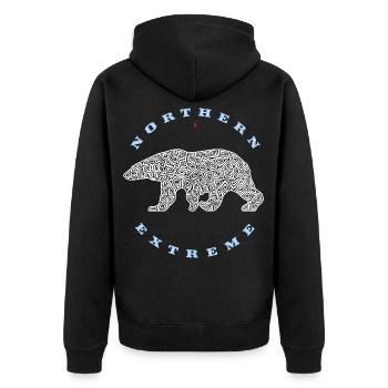 Northern Extreme – Eisbär - Unisex Premium Bio Zip Hoodie - Schwarz - Hinten - Nico (187cm)