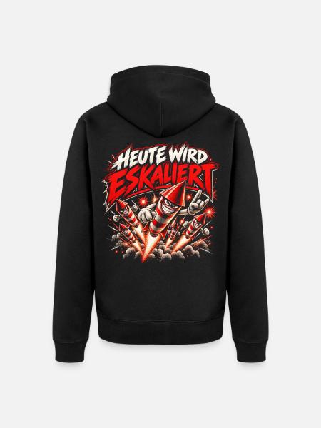 Heute wird eskaliert – Silvester Feuerwerk - Unisex Premium Bio Zip Hoodie - Schwarz