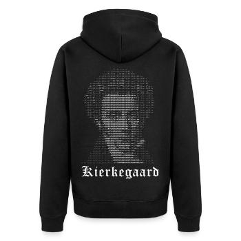 Kierkegaard Porträt-Halbton - Unisex Premium Bio Zip Hoodie - Schwarz - Hinten - Nico (187cm)