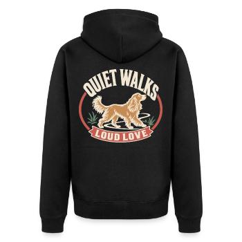 Quiet Walks Loud Love Retro Hundeliebhaber - Unisex Premium Bio Zip Hoodie - Schwarz - Hinten - Nico (187cm)