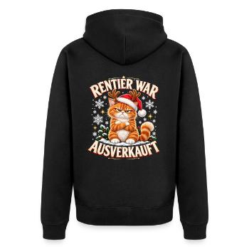 Rentier War Ausverkauft Katze Weihnachten Humor - Unisex Premium Bio Zip Hoodie - Schwarz - Hinten - Nico (187cm)