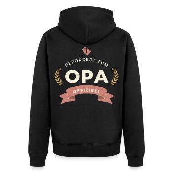 Befördert zum Opa – Abzeichen - Unisex Premium Bio Zip Hoodie - Schwarz - Hinten - Nico (187cm)