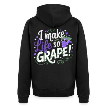 Ich Mache Das Leben So Weintraubenhaft Großartig - Unisex Premium Bio Zip Hoodie - Schwarz - Hinten - Nico (187cm)