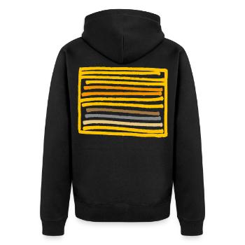 Rechteck Minimal Muster - Erdfarben - Unisex Premium Bio Zip Hoodie - Schwarz - Hinten - Nico (187cm)