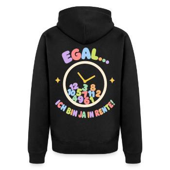 Egal Ich Bin Ja In Rente Uhr Bunte Zahlen Pastell - Unisex Premium Bio Zip Hoodie - Schwarz - Hinten - Nico (187cm)