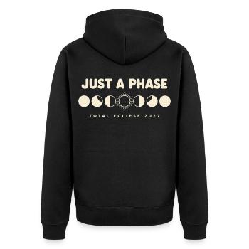  Just A Phase Total Eclipse 2027 Mondphasen - Unisex Premium Bio Zip Hoodie - Schwarz - Hinten - Nico (187cm)