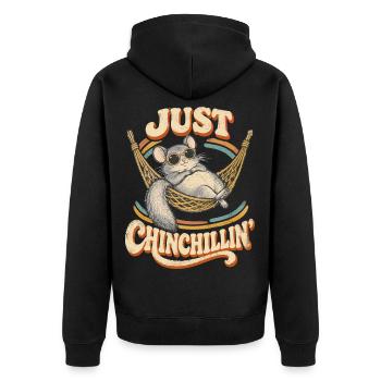  Just Chinchillin Retro Chinchilla Hammock - Unisex Premium Bio Zip Hoodie - Schwarz - Hinten - Nico (187cm)
