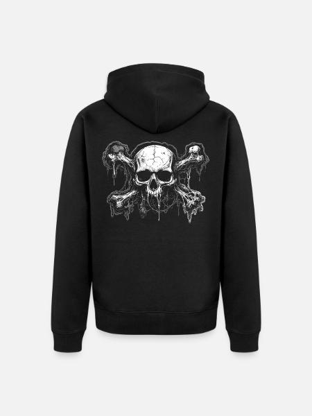 Tropfender Zombie Gothic Schädel - Unisex Premium Bio Zip Hoodie - Schwarz