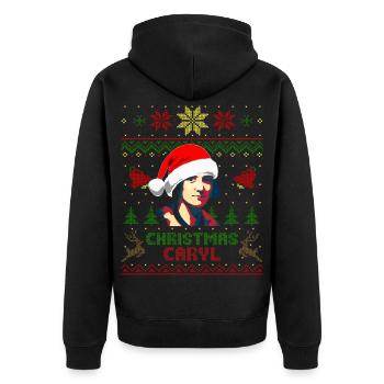 Alice Cary Weihnachten Caryl - Unisex Premium Bio Zip Hoodie - Schwarz - Hinten - Nico (187cm)