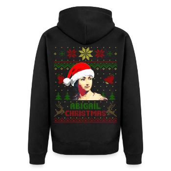 Abigail Adams Abigail Weihnachten - Unisex Premium Bio Zip Hoodie - Schwarz - Hinten - Nico (187cm)