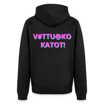 V#TTU@KO Neon-Glitch auf Dächern - Unisex Premium Bio Zip Hoodie - Schwarz - Hinten - Nico (187cm)