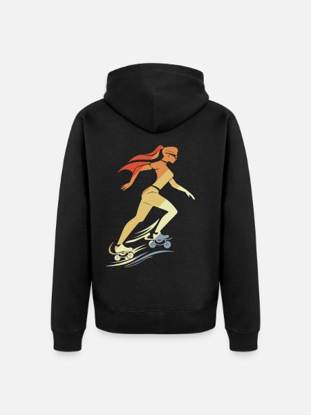 Weiblicher Roller Skater - Unisex Premium Bio Zip Hoodie - Schwarz