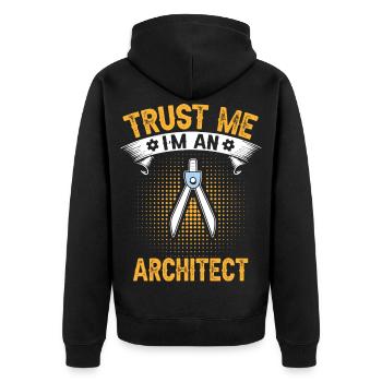 Architektenstiftung - Unisex Premium Bio Zip Hoodie - Schwarz - Hinten - Nico (187cm)
