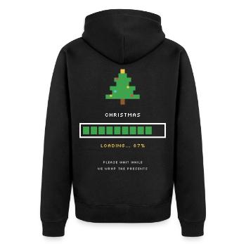 Weihnachten lädt lustigen Countdown-Jumper - Unisex Premium Bio Zip Hoodie - Schwarz - Hinten - Nico (187cm)