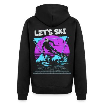 Lass uns Ski Neon Retro - Unisex Premium Bio Zip Hoodie - Schwarz - Hinten - Nico (187cm)