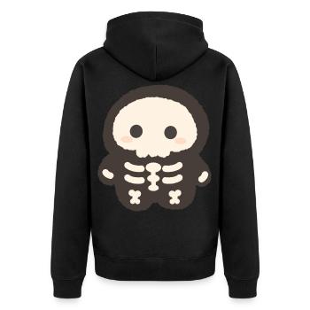 Kawaii-Skelettplüsch-Charme - Unisex Premium Bio Zip Hoodie - Schwarz - Hinten - Nico (187cm)