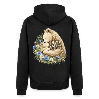 Vintage Kornblume Süße Mutter Mama Bär - Unisex Premium Bio Zip Hoodie - Schwarz - Hinten - Nico (187cm)