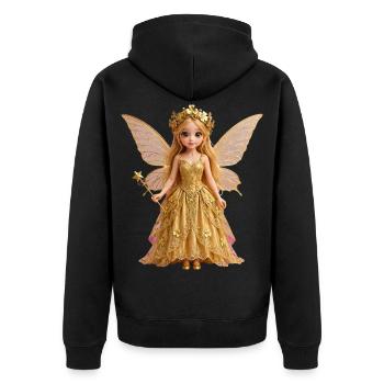 Goldene Feenprinzessin Glänzende Flügel - Unisex Premium Bio Zip Hoodie - Schwarz - Hinten - Nico (187cm)