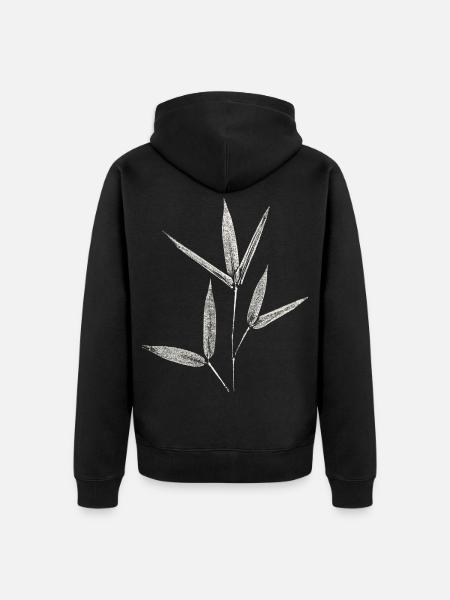 Bambus Botanischer Blätterdruck - Unisex Premium Bio Zip Hoodie - Schwarz