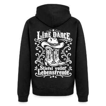 Cowboy Boots Line Dance - Unisex Premium Bio Zip Hoodie - Schwarz - Hinten - Nico (187cm)