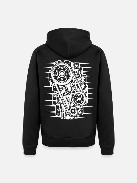 Industrielles Riemenmuster - Unisex Premium Bio Zip Hoodie - Schwarz