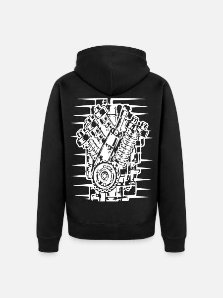 Industrielle Ketten-Grafik im Linienstil - Unisex Premium Bio Zip Hoodie - Schwarz